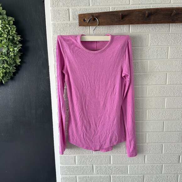 EUC Lululemon Hold Tight Long-Sleeve Shirt, Fuchsia/Pink, Size Medium - Picture 1 of 8